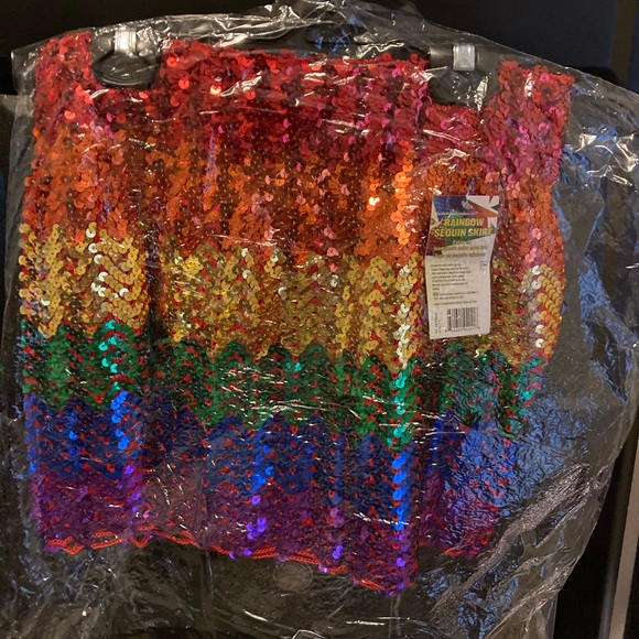 Rainbow sequence mini skirts brand new. OS fits most - Picture 2 of 3